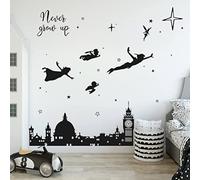 Runtoo Never Grow Up Calcomanías de Pared para Habitación de Bebé y Niños - Diseño de Paisaje Urbano del Big Ben - Decoración de Pared