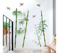 Runtoo Pegatinas de Pared Bambú Aves Stickers Adhesivos Vinilo Árboles Infantiles Decorativas Dormitorio Salon Habitacion Bebe