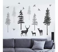 Runtoo Pegatinas de Pared Bosque Árboles Stickers Adhesivos Vinilo Ciervo Animales Decorativas Infantiles Habitacion Bebe
