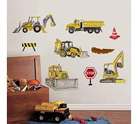 Runtoo Pegatinas de Pared Coche Vehículos Stickers Adhesivos Vinilo Construcción Excavadora Decorativas Infantiles Habitacion Bebe