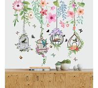 Runtoo Pegatinas de pared con diseño de jaula de pájaros, diseño de mariposa, flores, para colgar en la pared, para sala de estar, dormitorio, guardería, decoración de fiesta