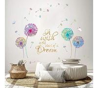 Runtoo Pegatinas de Pared Diente de León Stickers Adhesivos Vinilo Flores Frases Decorativas Salon Dormitorio Habitacion Bebe
