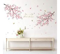 Runtoo Pegatinas de Pared Flor de Cereza Stickers Adhesivos Vinilo Rama Árbol Decorativas Infantiles Dormitorio Habitacion Bebe
