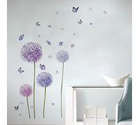 Runtoo Pegatinas de Pared Flores Stickers Adhesivos Vinilo Mariposas Diente de León Decorativas Dormitorio Salon Habitacion Bebe