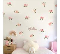 Runtoo Pegatinas de Pared Flores Stickers Adhesivos Vinilo Rosa Decorativas Infantiles Habitacion Bebe