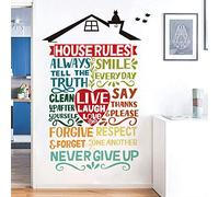 Runtoo Pegatinas de Pared Letras Reglas de Casa Stickers Frases Adhesivos Vinilo Decorativas Dormitorio Salon Habitacion Bebe