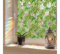 Runtoo Película de privacidad de Hojas de Palma arcoíris - Vinilo Decorativo 3D, calcomanía estática para Ventanas, 15.75 x 40 Pulgadas