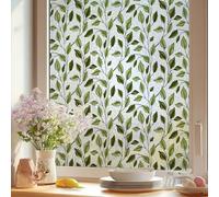 Runtoo Película de privacidad para ventana, hojas esmeriladas, adhesivos 3D de vinilo decorativo para baño, vidrieras, hojas de plantas verdes, calcomanía estática, cubierta de puerta, 17 x 40