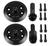 Runup Diferencial trasero delantero de acero 47T engranaje diferencial 12T helicoidal para Tra-xxas 1/16 Mini Maxx 2S/Slash Truck Upgrades (delantero + trasero)