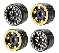 Runup Llantas Beadlock de latón para 1/18 Tra-xxas TRX4-M-3 RC Crawler Car Negro Oro