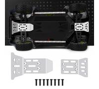 Runup Placa protectora de chasis RC de acero inoxidable, eje de placa deslizante delantera y trasera para piezas de actualización de Arrma Mojave Grom 1/14