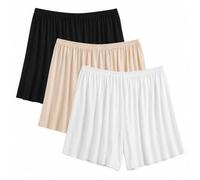 Runup Ropa interior de algodón modal de cintura alta para mujer, pantalones cortos antirozaduras para mujer, cómodo sueño de doble propósito, ropa interior de ajuste protector en blanco, negro y piel