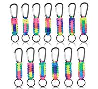 runxsam 13 Pièces Paracord Llaveros con Mosquetón, 14cm Llavero de Paracord con Mosquetón, Mosqueton Llavero para Camping Acampar al Aire Libre Senderismo