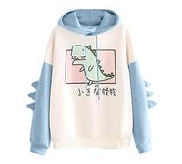 RUNYN Sudadera con capucha para mujer, estilo japonés, kawaii, caricatura, sudadera con capucha para otoño e invierno, para fiestas, viajes, uso diario, azul, S