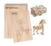 RUNYU 12 Hojas Tabla Madera Balsa 300×200×2mm Natural no Acabado Madera Contrachapada de Tilo para Maquetas Tablero Madera, Maderas para Bricolaje, Manualidades, Pintura, Modelado, Corte Grabado