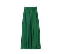 Runyue Maxi Falda De Gasa Larga para Mujer Cintura Alta Elástica Fiesta Ceremonia Elegante Verde 2 100CM