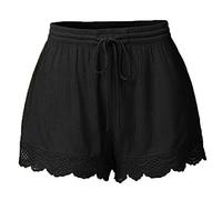 Runyue Mujer Elegante Pantalones Cortos De Playa Cintura Elástica Shorts Tallas Grandes Negro 4XL