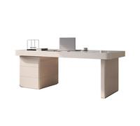 RUNZE765Z Escritorio de Oficina clásico Escritorio Moderno for Oficina en casa con cajones y estación de Carga, Armario Almacenamiento, Escritorio Ejecutivo losa Roca para Escribir(XL)