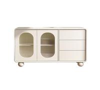 RUNZE765Z Mesa pequeña Salon Gabinete de Almacenamiento, gabinete Tipo Buffet, aparador Independiente y con Puerta, Madera for Dormitorio, Sala Estar, Cocina o Pasillo (Blanco) Mesa de Centro Salon