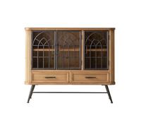 RUNZE765Z Mesa pequeña Salon Mueble de almacenaje con 3 Puertas y 2 cajones, Mueble Decorativo, aparador Independiente Patas Hierro Negro, Apto for recibidor, salón Mesa de Centro Salon