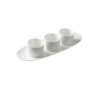 RUNZE765Z Tazones para Salsa Blanco Puro, Tres Platos consecutivos, Cuenco for Aperitivos, Plato pequeño for Antes de la Cena, Plato frío, vajilla Especial Rectangular Tazas de Salsa