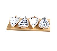 RUNZE765Z Tazones para salsa Plato creativo for fruta y caramelo con forma de hoja, plato compartimentado for aperitivos domésticos, cuenco for salsa delicado Tazas de Salsa