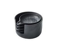 RUNZE765Z Tazones para salsa Plato de condimento apilable, plato de inmersión doméstico de cerámica, plato de aperitivos Simple con cubo de almacenamiento Tazas de Salsa(Negro)