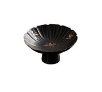 RUNZE765Z Tazones para salsa Plato de pastelería Zen, plato alto creativo, plato exquisito de Dim Sum, plato de aperitivos, cuenco redondo for inmersión Tazas de Salsa(Negro)