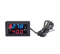 RUNZTXZH Módulo de relé de retardo de Temporizador T2401-O T2401-N W2401-O W2401-N DC12V con Pantalla Digital LED Dual y Placa de Control de Temperatura(Red)