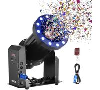 RUODATONLY Máquina eléctrica de Confeti de 1500W con Luces LED, cañón de Confeti, DMX512, Control Manual y Remoto, Lanzador de Confeti portátil para Bodas, Navidad, Eventos, espectáculos
