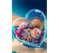 Ruohuo 5D DIY Diamond Painting Kits,amor de playa 5D Bricolaje Diamond Painting Kit Completo,Diamante Cristal Bordado Punto de Cruz Painting Pinturas para Adultos Decoración Pared Hogar 50x70cm -834