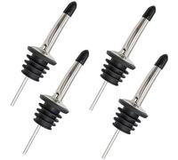 RUOJLING 4 Vertedores Vino Inoxidable, Dosificador Botellas Alcohol Aceite, Boquilla Cónica, con Cubierta de Goma, para Botellas de Whisky, Ron, Aceite