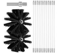 Ruolin Kit de Herramientas de Limpieza para Secador de Chimenea, Cepillo Limpieza Chimenea, Juego Limpieza Ventilación Conducto con 12 Varillas 2 Cabezales Cepillo 1 Conector, Varillas Flexibles