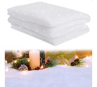 Ruolin Set de Manta de Nieve de Navidad con Lentejuelas, Mantas de Nieve Artificiales Blanco Rollo de Manta de Nieve Falsa 240 x 80 cm Decoración del Hogar Adecuado para Faldas de Árboles de Navidad