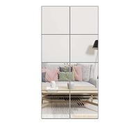 Ruomeng Full Length Mirror Tiles - 12 Inch x 8Pcs Frameless Wall Mirror Full Body Mirror for Home Gym Vanity Bedroom, Living Room