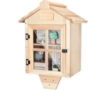 Ruomi1y Little Library Box - Kit de biblioteca para exteriores, doble literatura, pequeña biblioteca con estante para almacenamiento de libros, techo trapezoidal para vecindarios, bricolaje, escuelas