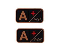 Ruoming 2 piezas de goma suave de PVC 3D para exteriores, tipo médico de sangre, insignia de gancho de rescate, insignia de moral, accesorio de bricolaje (marrón A+)