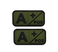 Ruoming 2 piezas de goma suave de PVC 3D para exteriores, tipo médico de sangre, insignia de gancho de rescate, insignia de moral, accesorio de bricolaje (verde A+)