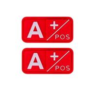 Ruoming 2 piezas de goma suave de PVC 3D para exteriores, tipo médico de sangre, insignia de gancho de rescate, insignia de moral, accesorio de bricolaje (rojo A+)