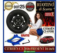 Ruotino De Escdarta 16" Citroen C3 4 Agujeros Cric Y Llave 125/85R16