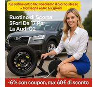 Ruotino De Scorta Para Audi Q2 17" 5 Agujeros Negro Acero Gato Llave Bolsa