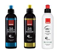 RUPES DA COARSE + RUPES DA Fine Pulidora + Rupes UNO Pure (3 x 250 ml) Sistema de pulido en 3 pasos