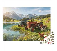 Rural Farm Puzzle 1000 Piezass Reciclado Vintage Tractor Senior Puzzles Juego de Fiesta Props Excelente Idea de Regalo for Family and Friends Birthdays 70x50cm/1000pcs