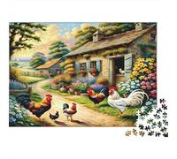 Rural Farm Scene Puzzle 1000 Piezas Material Reciclado Country Village Puzzles para Niños Ages 6 Years Up Juego Educativo Challenge Parent Child Toy 38x26cm/1000pcs