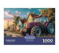 Rural Tractor Scene 1000 Piezas Cartón Reciclado Vintage Countryside Art Style Rompecabezas DIY Ados Apasionados Juego Educativo Reto Regalo Navidad Noche Juegos 52x38cm/1000pcs