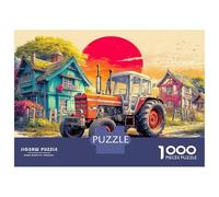 Rural Tractor Scene 1000 Piezas Cartón Resistente Vintage Farm Art Style Assortiment Rompecabezas Ados Apasionados Juego Familiar Estimulante Regalo Acción Gracias Navidad 52x38cm/1000pcs
