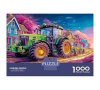 Rural Tractor Scene 1000 Piezas Cartón Vibrant Digital Art Style Rompecabezas Personalizado Adultos Entrenamiento Concentración Actividad Interior Regalo Casa 52x38cm/1000pcs