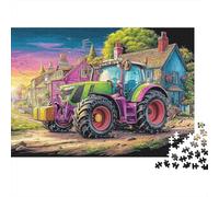 Rural Tractor Scene 1000Pc Puzzle for Adults & Kids Cartoon Rural Village Style Fun Present & Activity for Home Age 12 Years Up 70x50cm/1000pcs