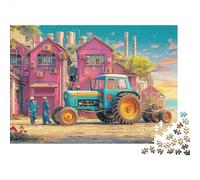 Rural Tractor Scene Adult Jigsaw Puzzles Vibrant Urban Fantasy Art for The Whole Family Women, Gifts for Men 52x38cm/1000pcs