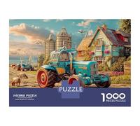 Rural Tractor Scene Puzzle De 1000 Piezas - Estilo Arte Granja Vintage Estilo De Vida Tranquila - Cartón De Calidad 70x50cm/1000pcs